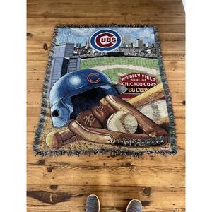 MLB Chicago Cubs Wrigley Field Throw Knit Blanket 57 X 46"